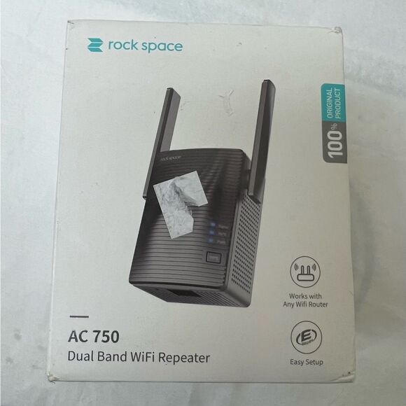 Rock Space Other - Rock Space AC1200 Dual Band WiFi Repeater with Access Ethernet Port - Black